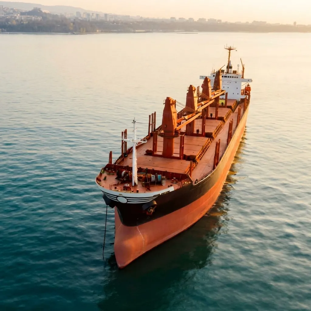 Bulk carrier vessel engaged in maritime operations